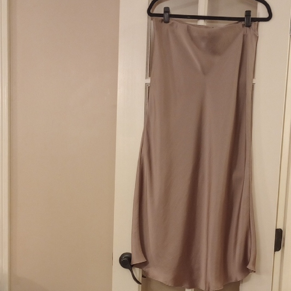 Zara Elegant Satin Midi Skirt taupe